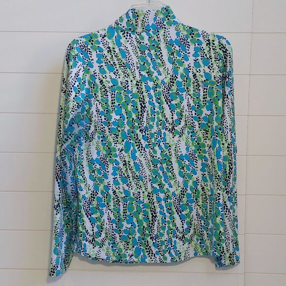 IBKUL 1/4 Zip Kamila Print Pullover Women's Medium Mesh Long Sleeves Mock Neck - Picture 4 of 9